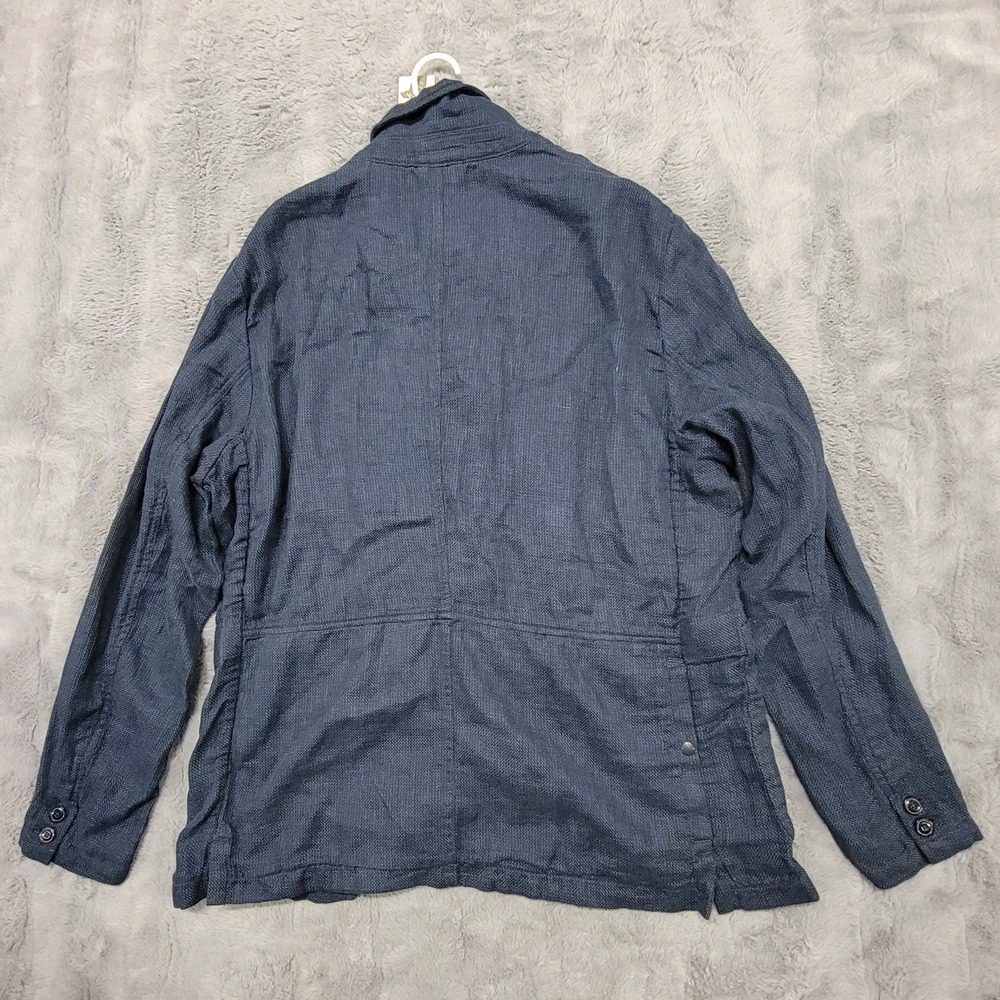 Relwen Tropical Trap Blazer Mens 2XL Dark Navy Hopsack Linen Cotton Jacket - Picture 4 of 11